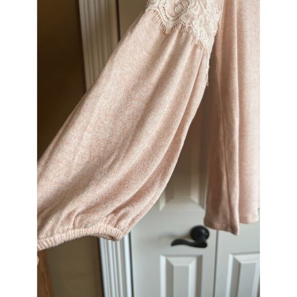 Valerie Stevens Blush Colored Shirt Light Sweater Top Blouse--Women's Large - Picture 4 of 8